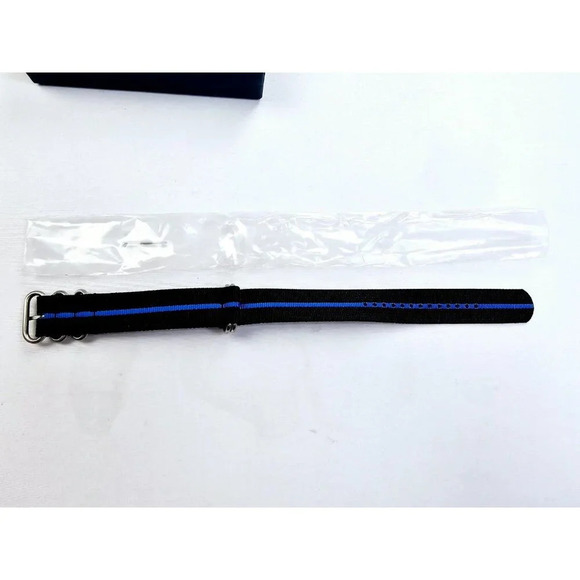 Aragon Wing Engineered Men's Black Blue Stripe Adjustable Nylon Watch Band NWB - Picture 6 of 6